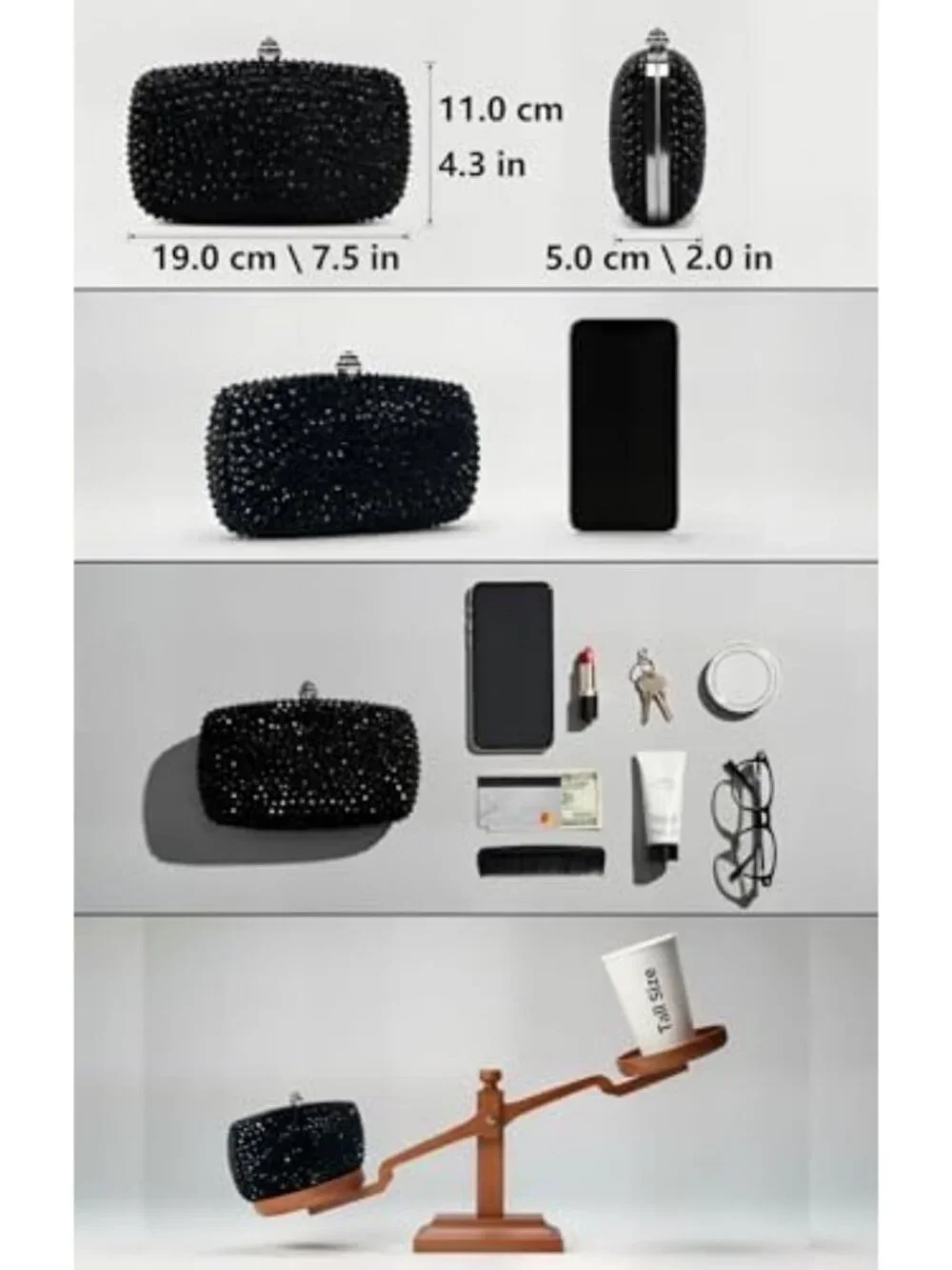 Sparkly Mini Crystal Clutch Purse for Women | Rhinestone Evening Bag, Wedding